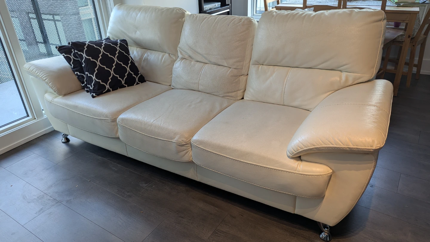 Cream Leather Sofa