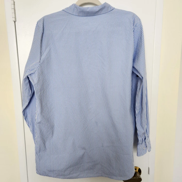 Simon Chang Blue Pinstripe Embroidered Button Down - photo 3