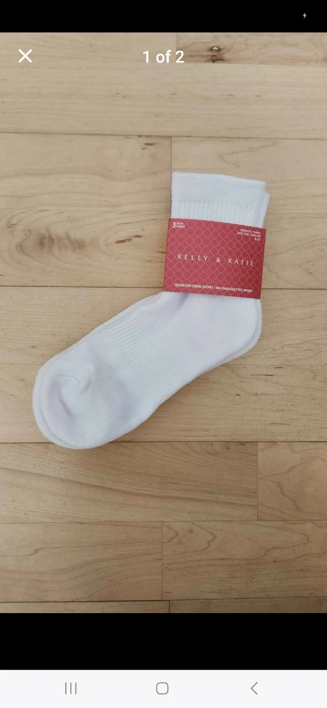 Kelly & Katie White Quarter Crew Sport Socks (Brand New)