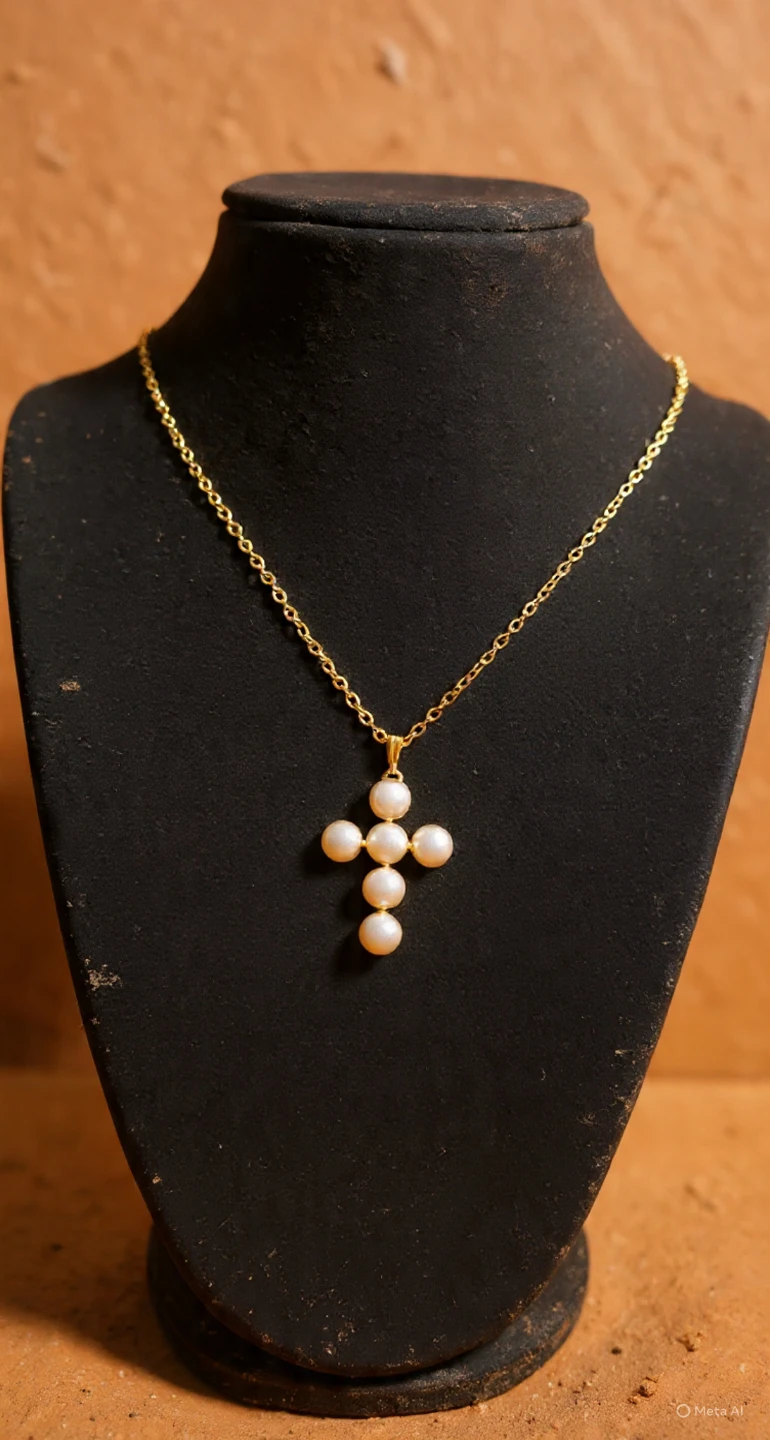 Cross pendant necklace with pearls - photo 3