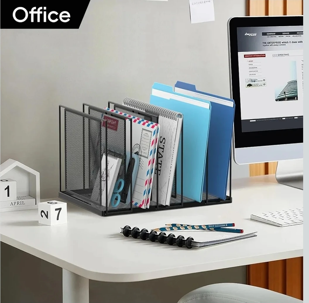 5-Section Vertical File Organizer - Black Metal Mesh 🌱 - photo 2