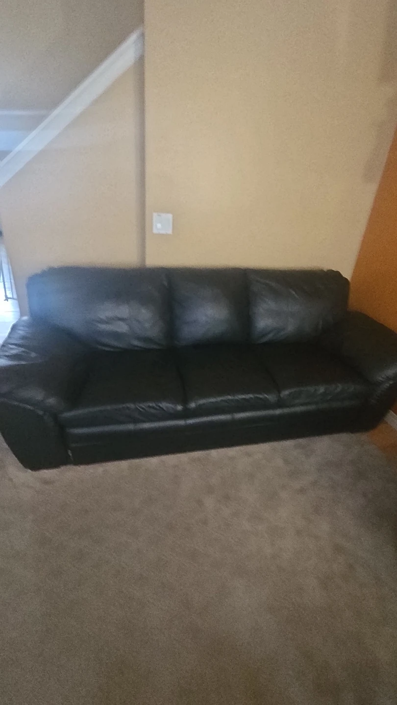Black Leather Sofa - photo 3