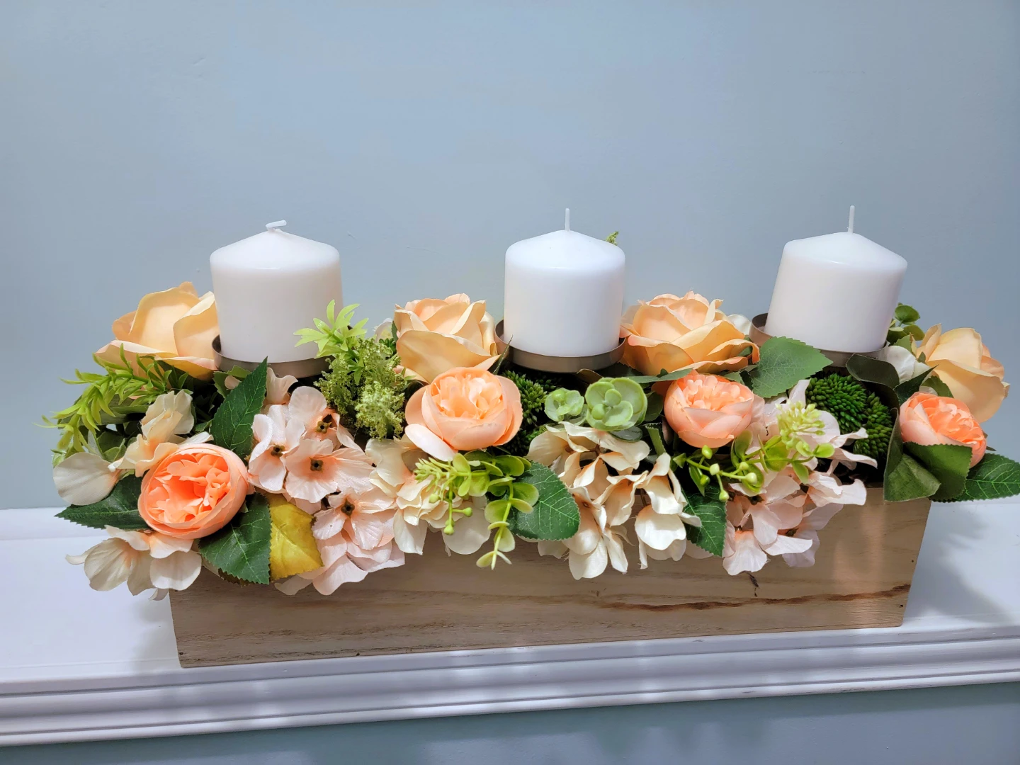 Floral Centerpiece with 4 White Candles - photo 2