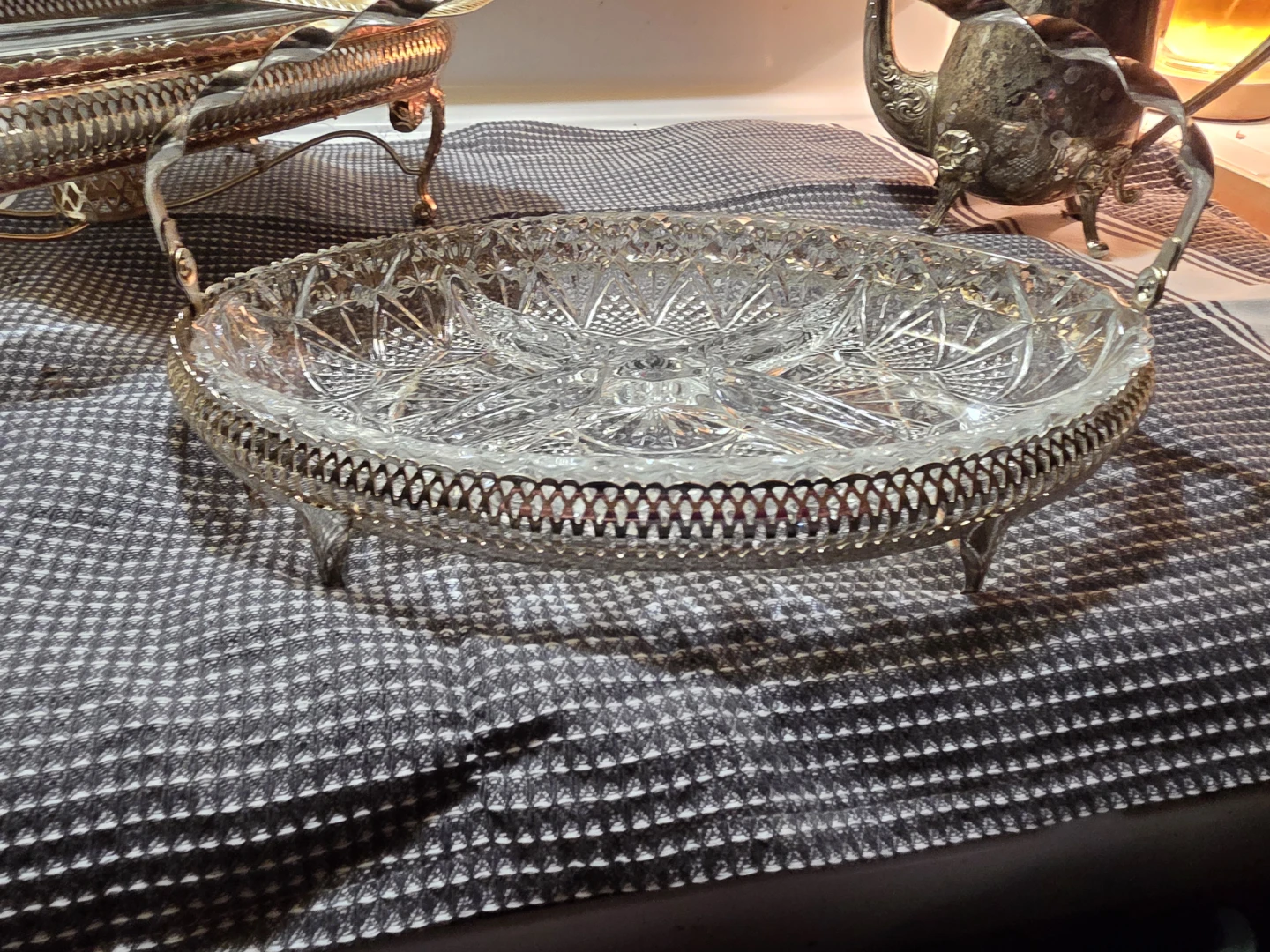 Silver Plated Serving Set with Glass Dish - photo 2