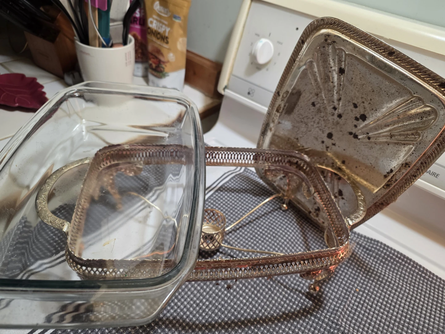 Silver Plated Serving Set with Glass Dish - photo 3