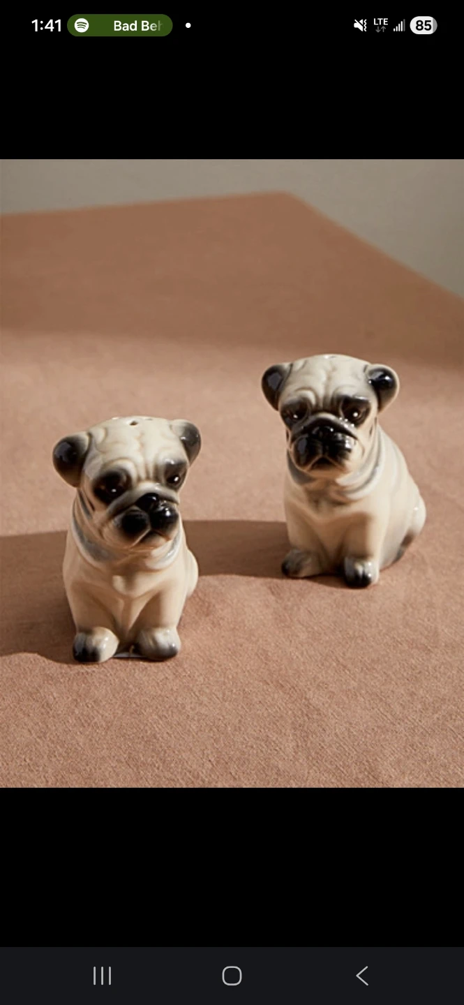 Ceramic Pug Salt and Pepper Shakers