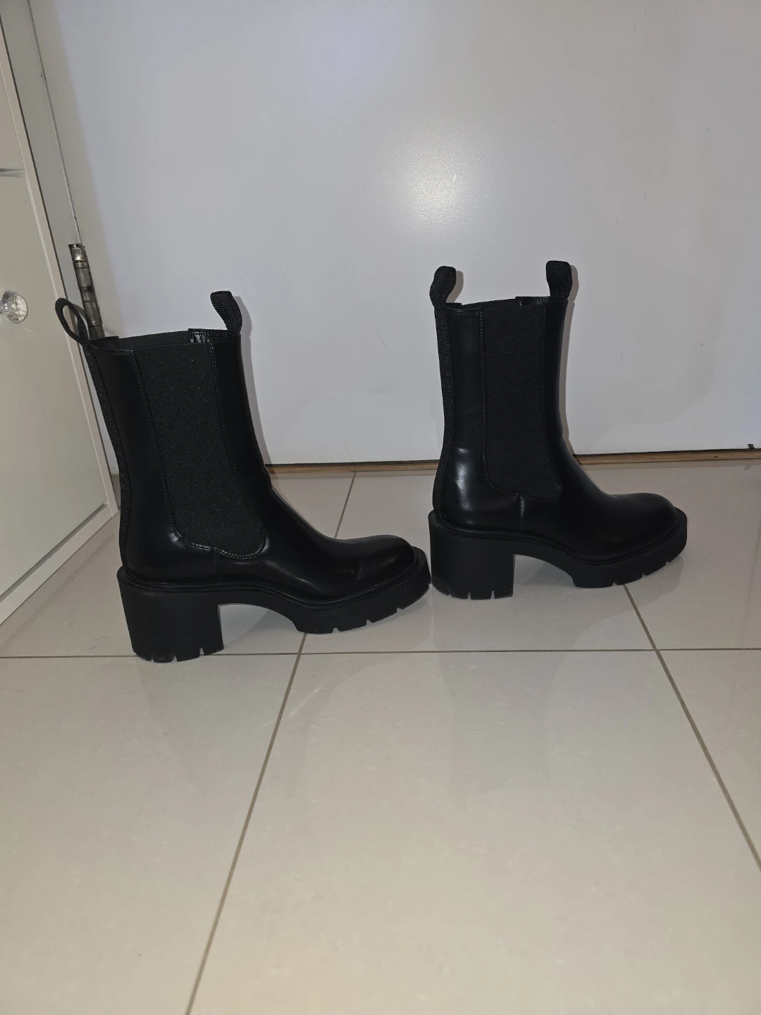 Zara Black Chelsea Boots Size 38