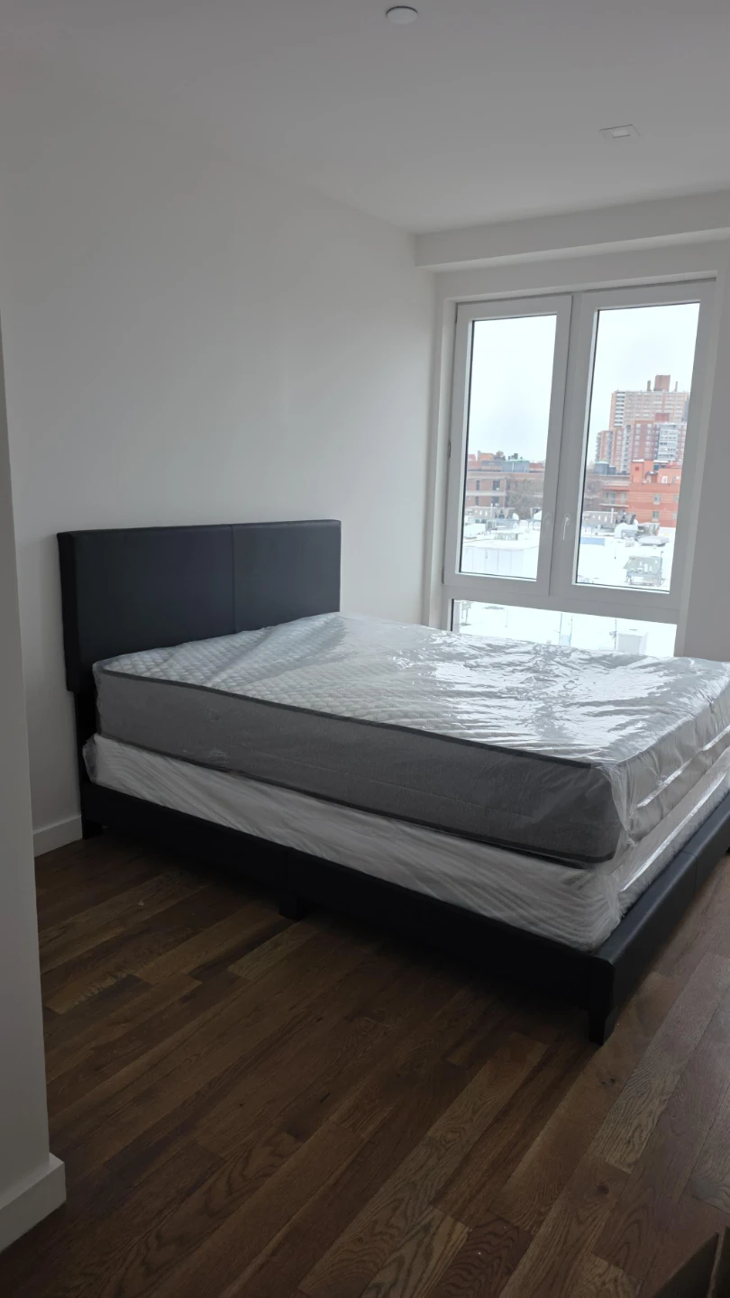 Black Faux Leather Platform Bed Frame with Mattress