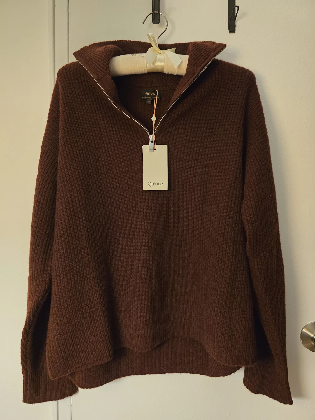 Quince Mongolian Cashmere Fisherman Quarter Zip Sweater