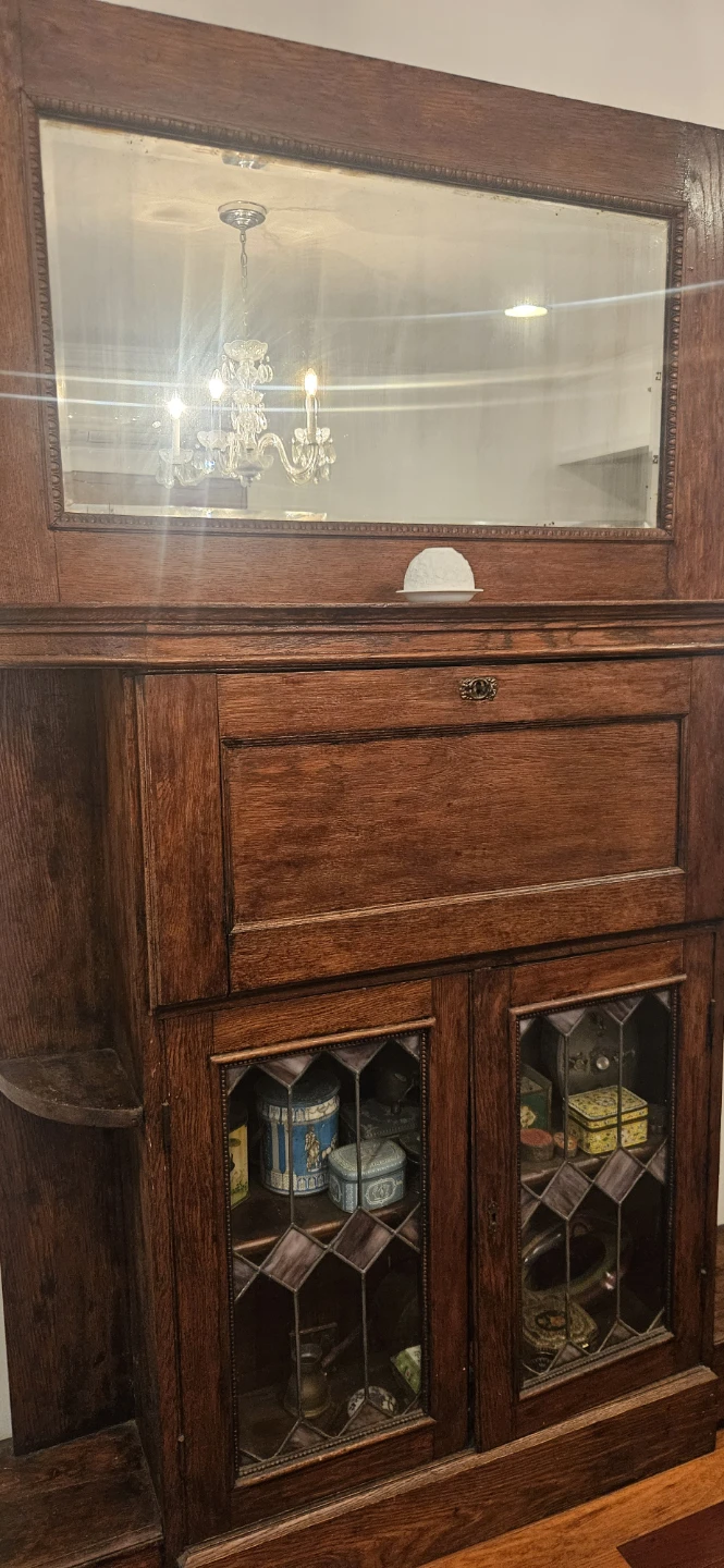 Antique Wooden Secretary Desk with Mirror - photo 2