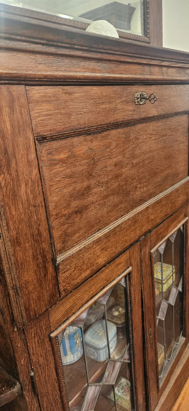Antique Wooden Secretary Desk with Mirror - photo 3