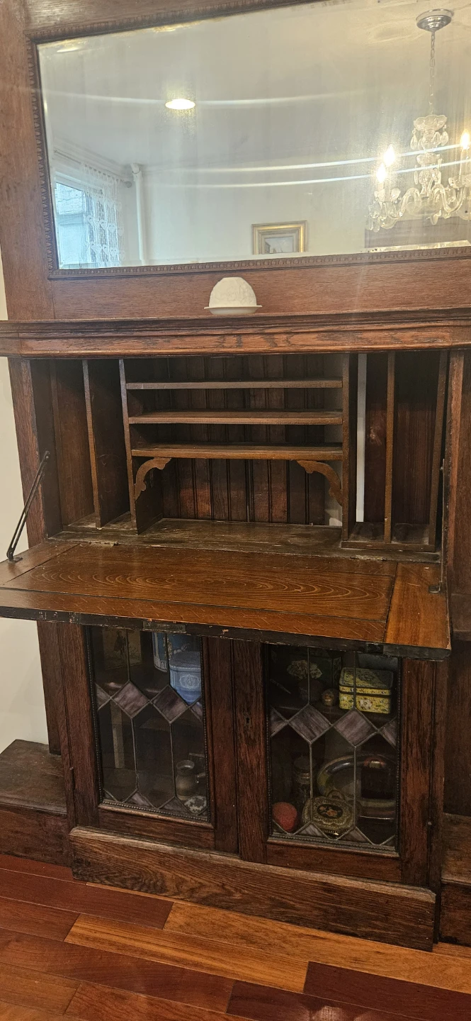 Antique Wooden Secretary Desk with Mirror - photo 4