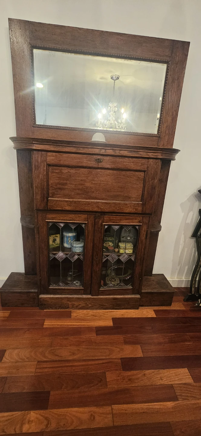 Antique Wooden Secretary Desk with Mirror - photo 5