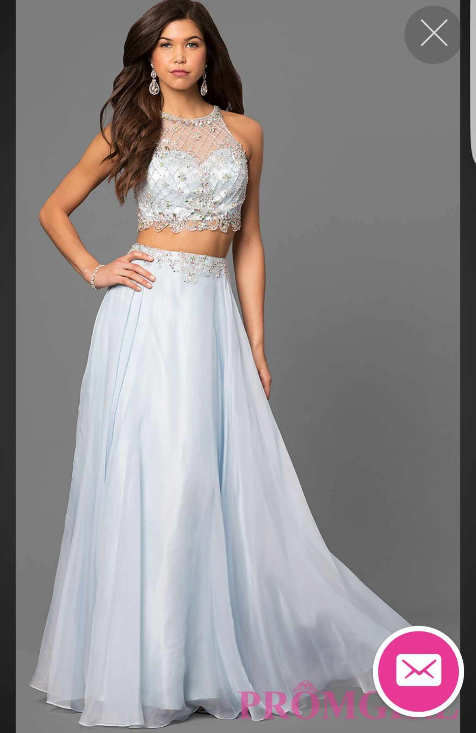 Light Blue Beaded Two-Piece  Dress