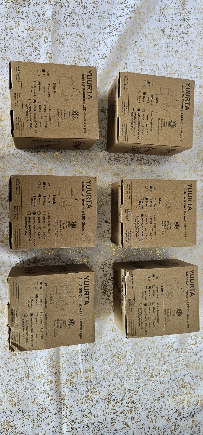 Set of 6 YUURTA 3” 8W dimmable LED gimbal lights.