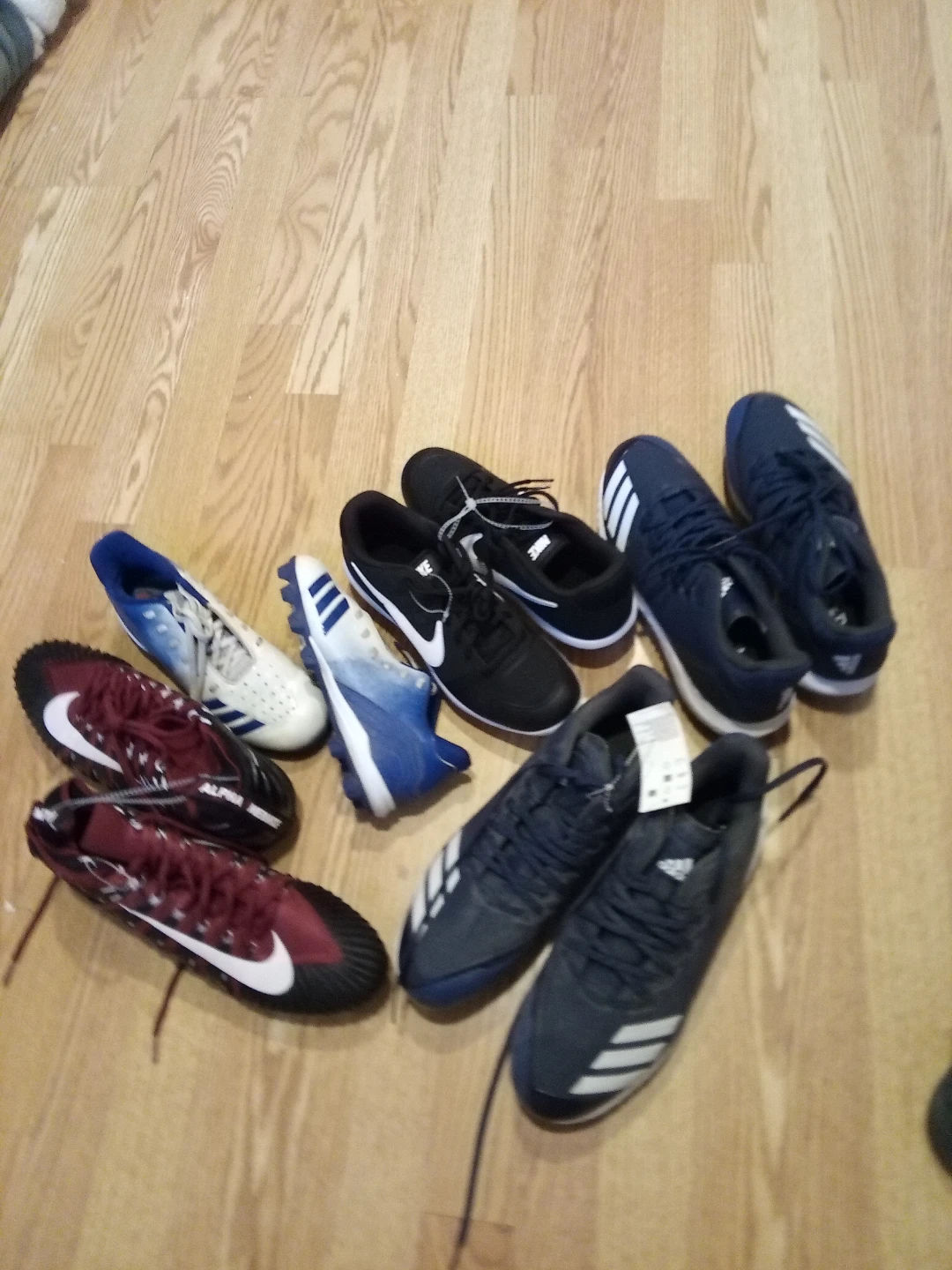 Nike and Adidas Athletic Cleats (Lot of 6 pairs)
