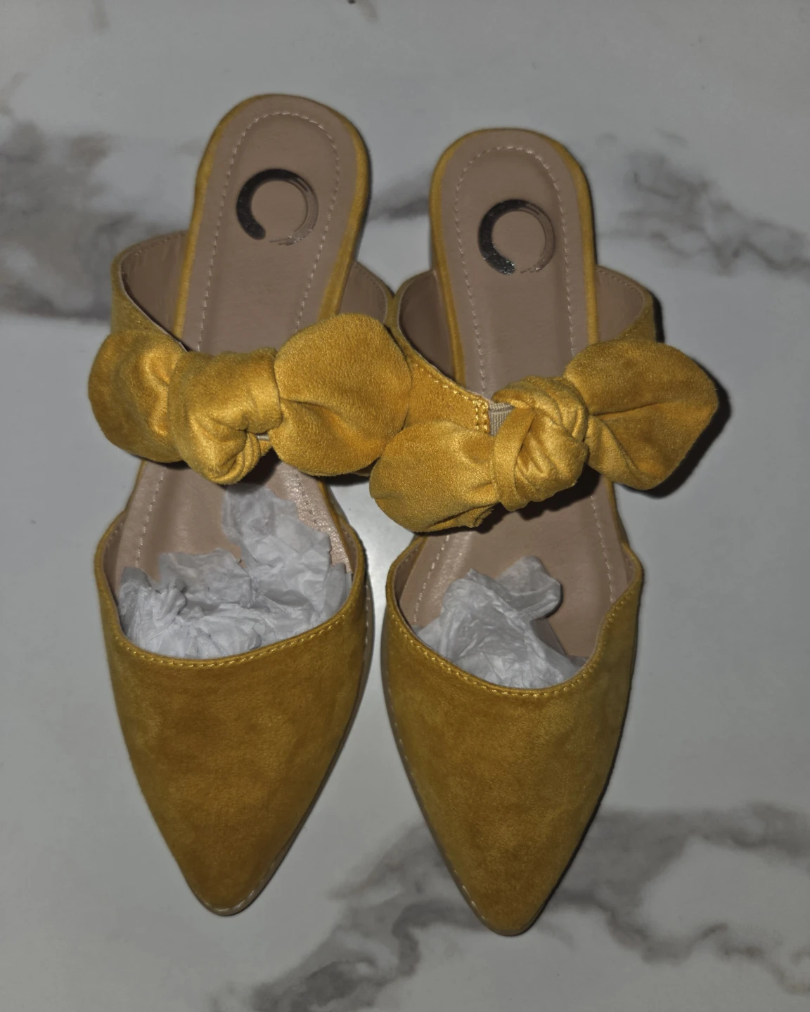 Yellow Mules with Bows - Size 7