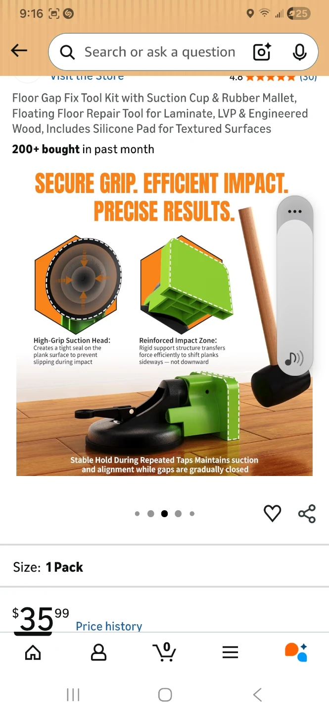 Floor Gap Fix Tool Kit with Suction Cup & Rubber Mallet - photo 4