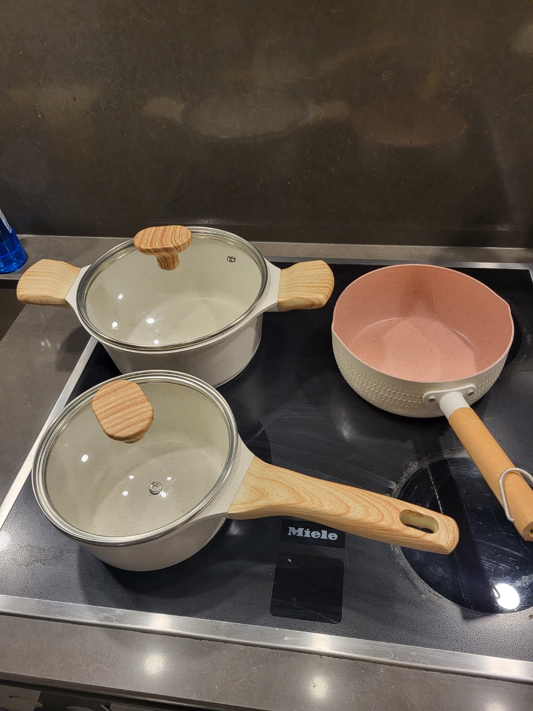 3-Piece Non-Stick Cookware Set with Wooden Handles