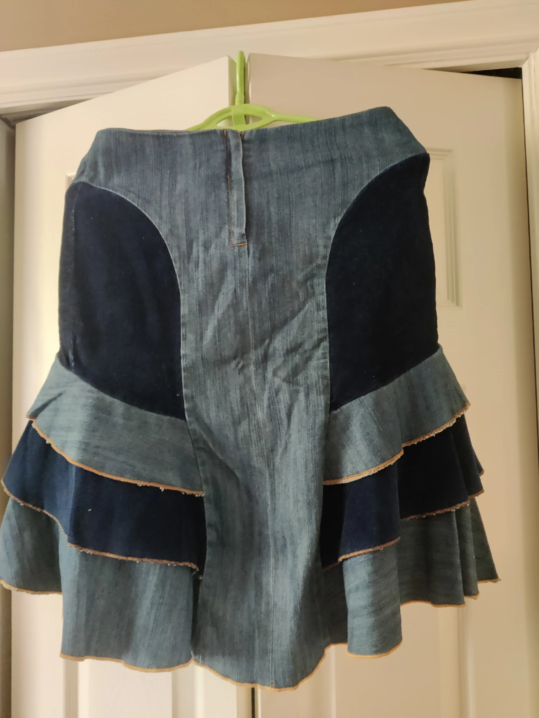 Denim Ruffled Tiered Midi Skirt - photo 2