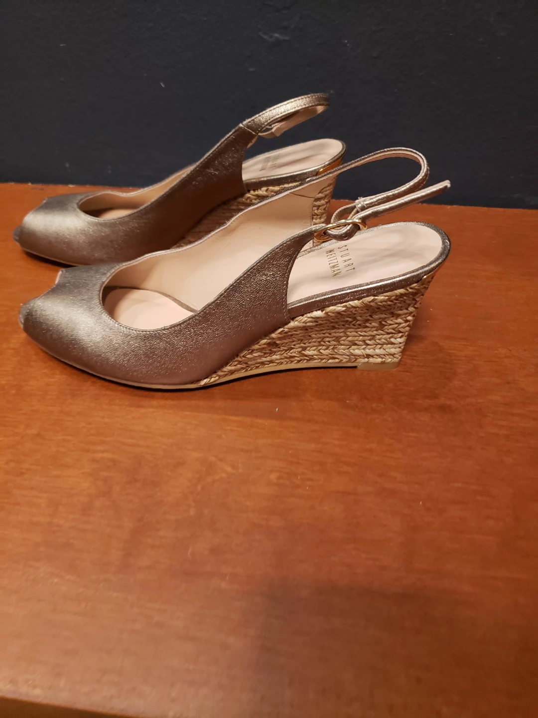 Stuart Weitzman Bronze Peep-Toe Wedge Sandals - photo 3