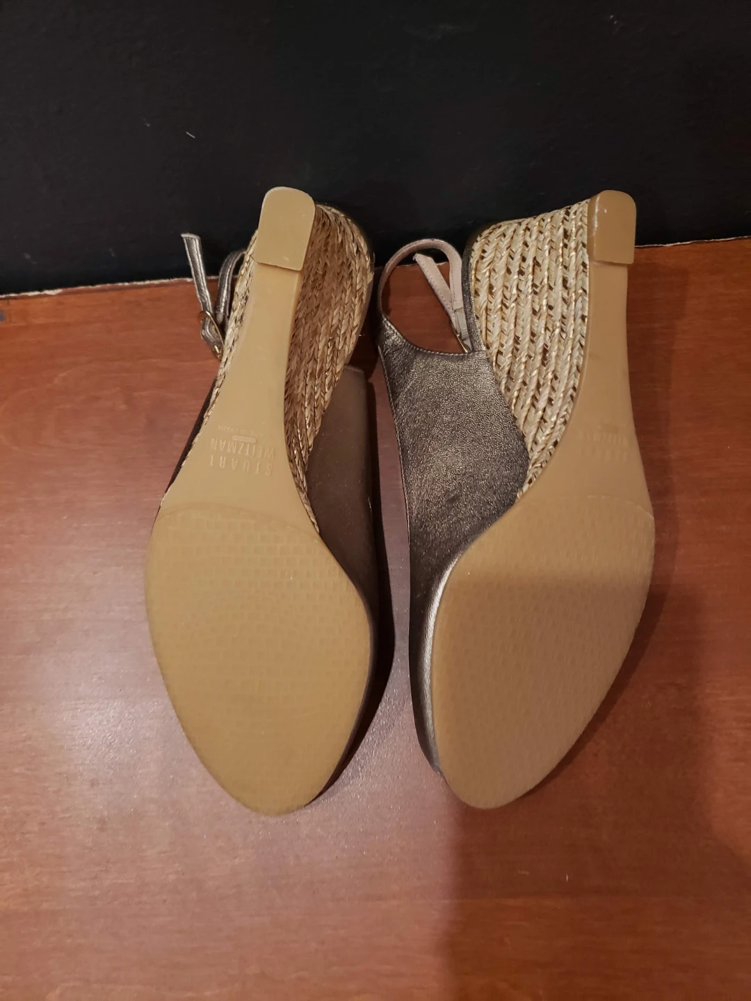 Stuart Weitzman Bronze Peep-Toe Wedge Sandals - photo 4