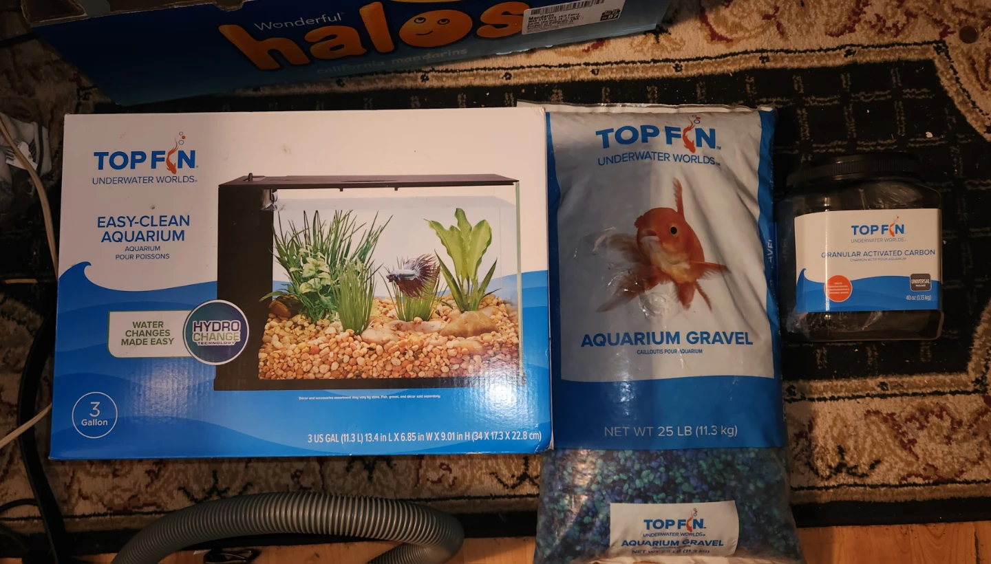Top Fin Easy-Clean 3 Gallon Aquarium Kit with Gravel and Carbon