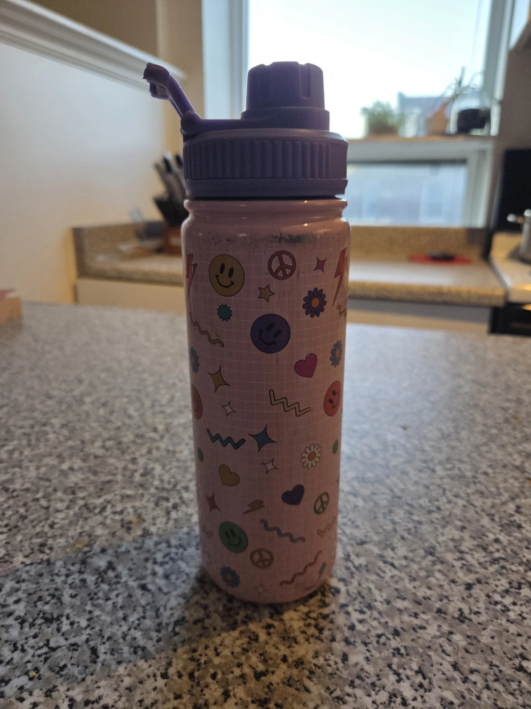 Pink Smiley Face Water Bottle