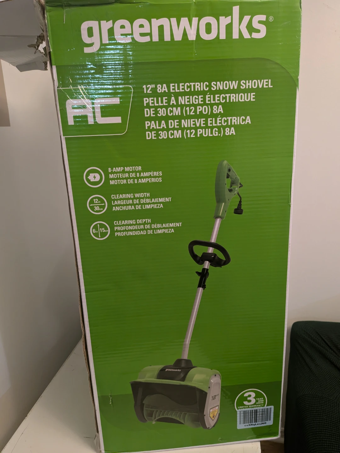 Greenworks 12" 8A Electric Snow Shovel - photo 3