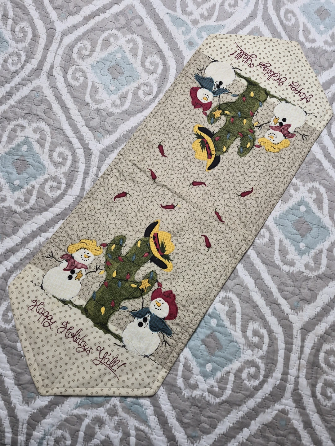 So Cute 100% Cotton 36" x 13" Holiday Christmas Quilted Table