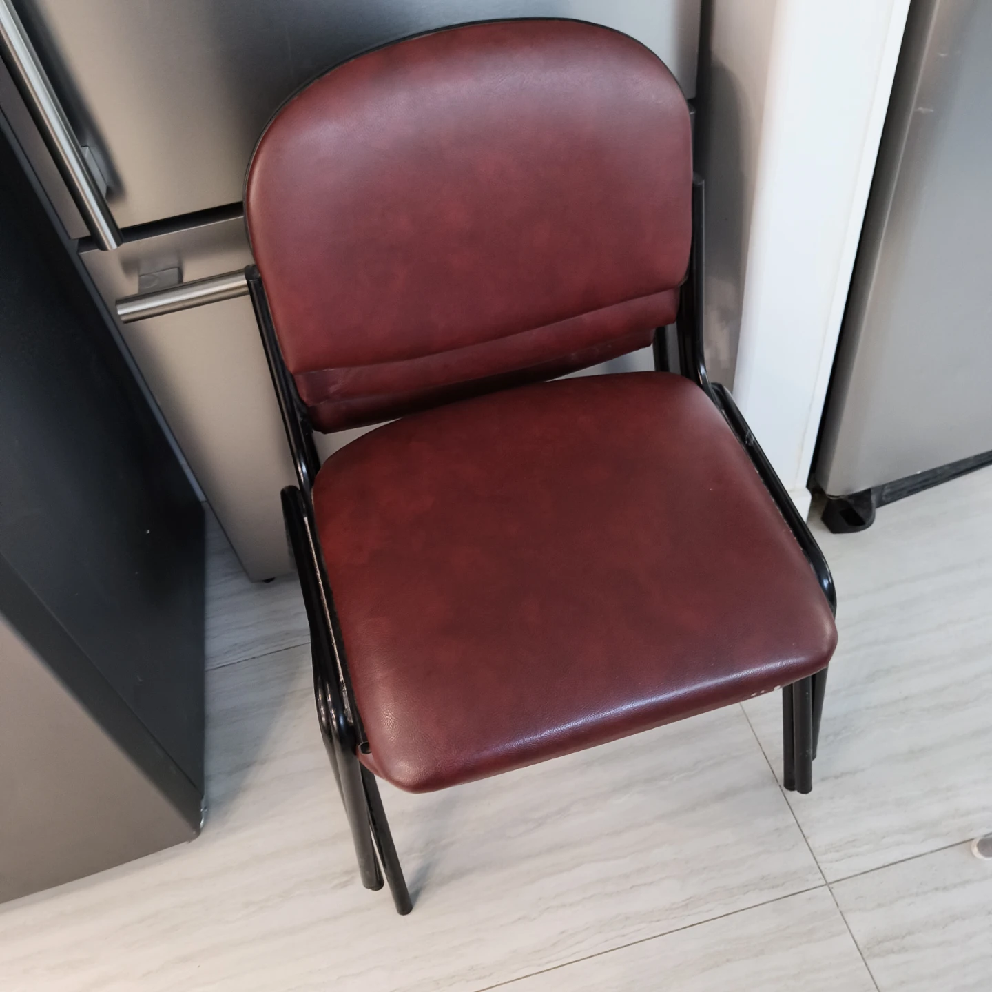 3 Dark Red Upholstered Stacking Chair