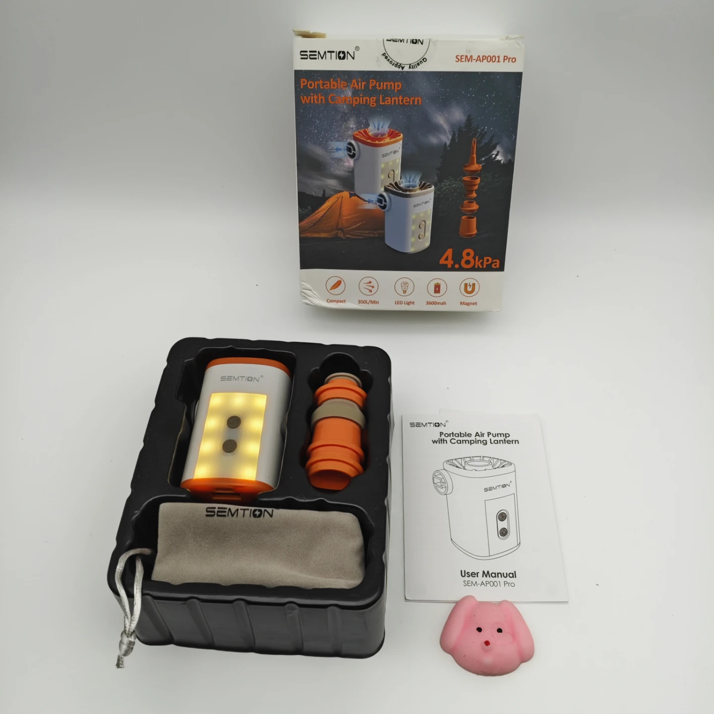 SEMTION Portable Air Pump with Camping Lantern