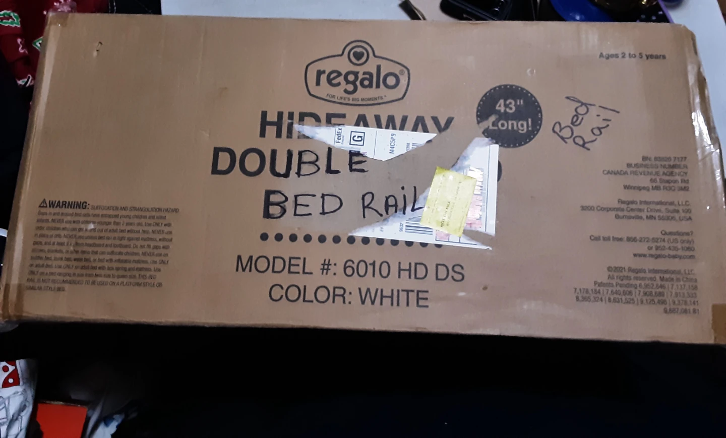 Regalo Hideaway Double Bed Rail 6010 HD DS White