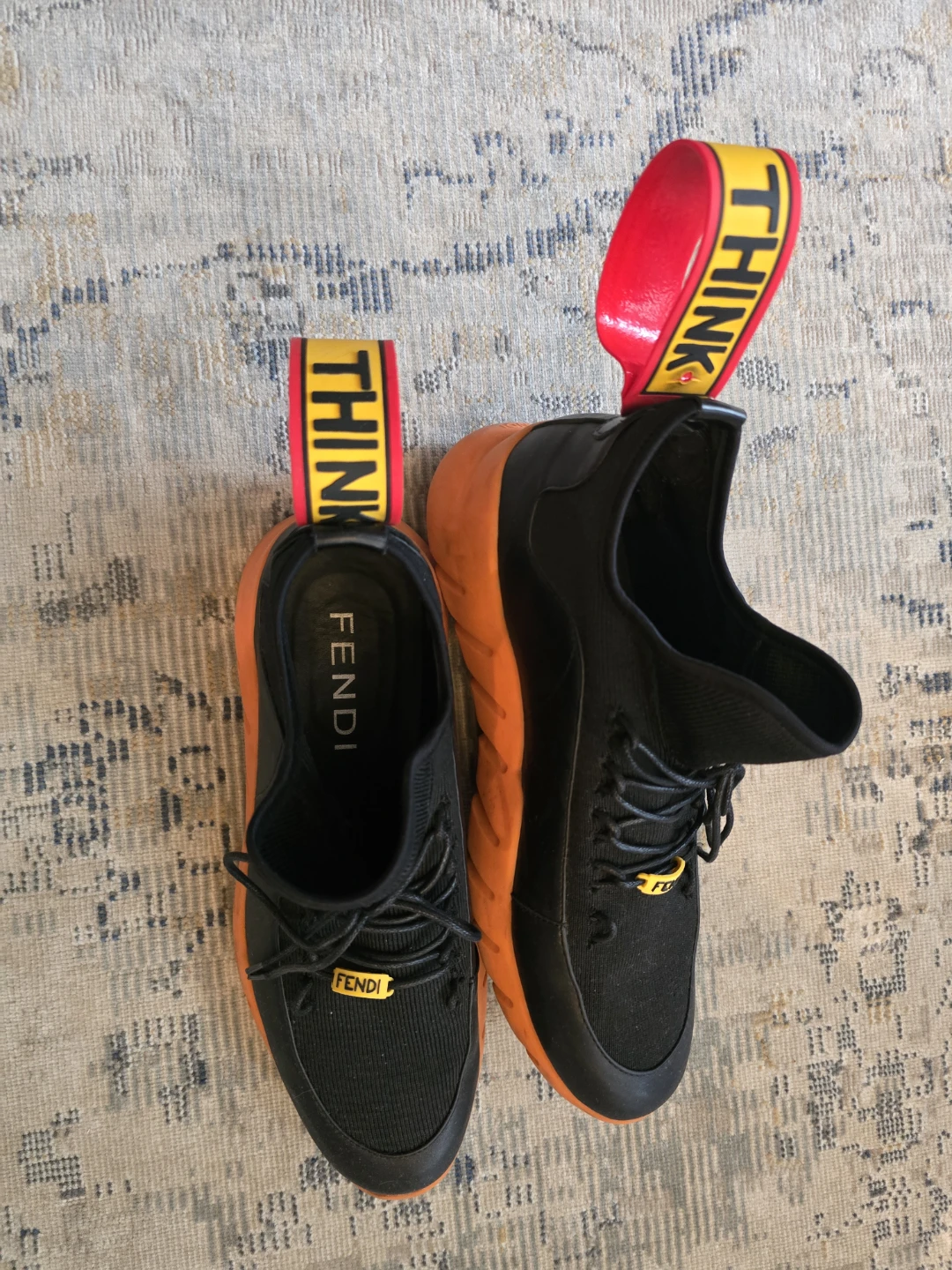 Fendi Black and Orange Sneakers