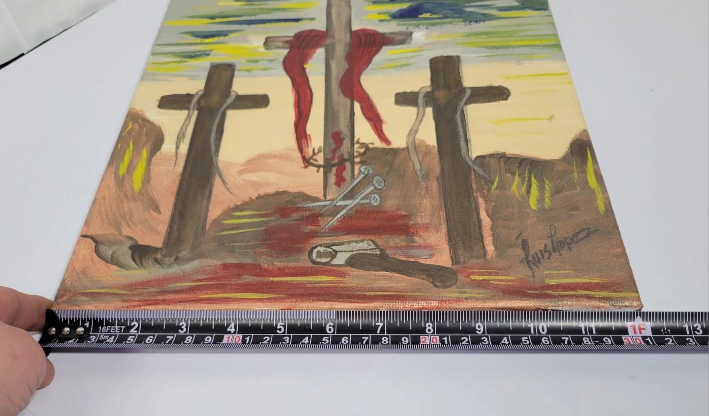 Wall Art Acrilic Painting with Three Crosses - photo 3