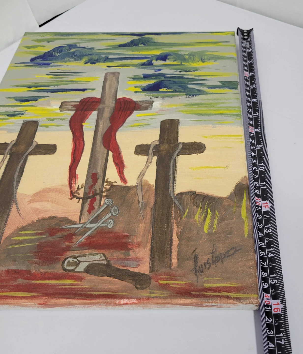 Wall Art Acrilic Painting with Three Crosses - photo 4