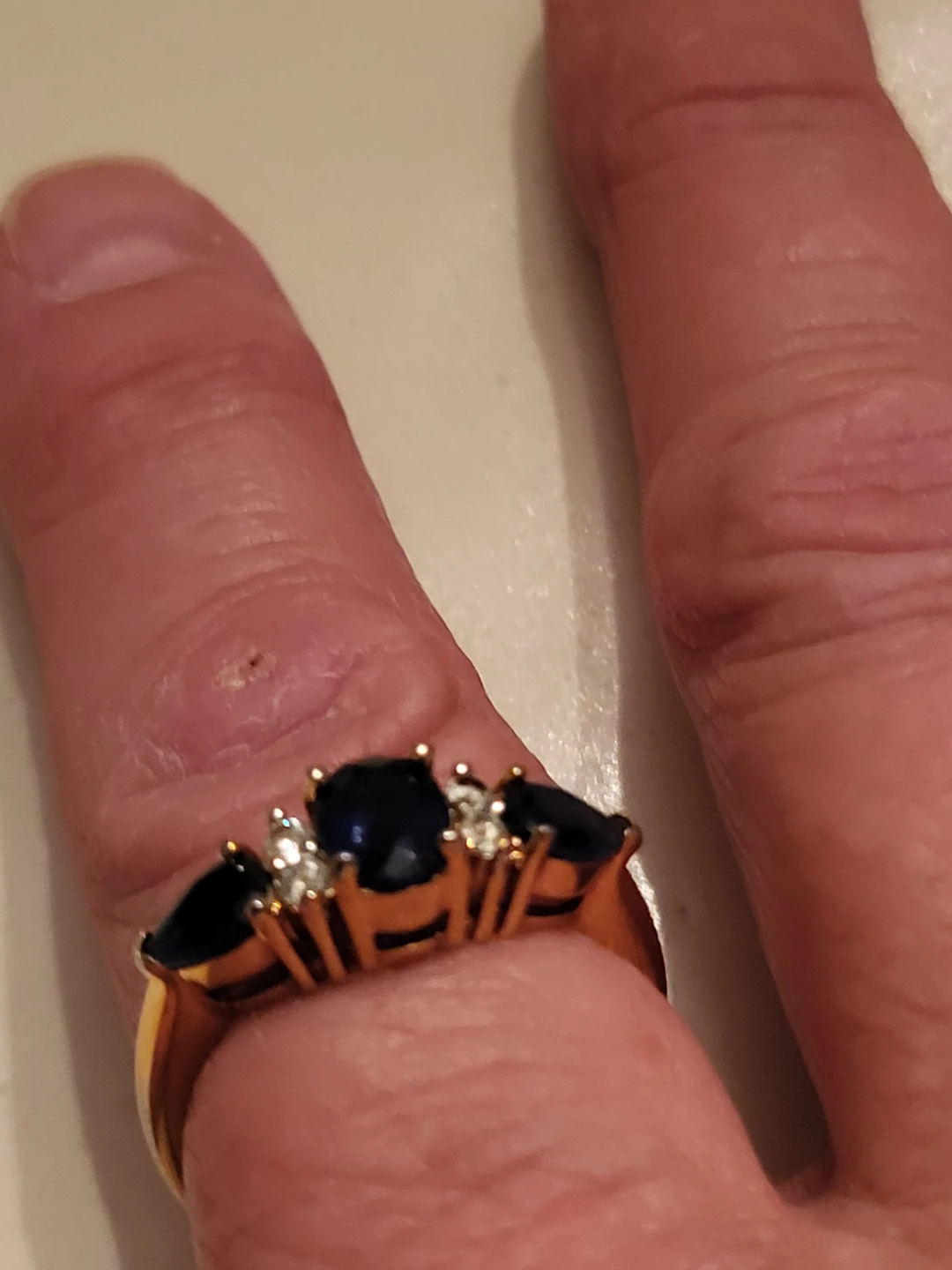 Gold Plated Blue Stone and CZ Ring