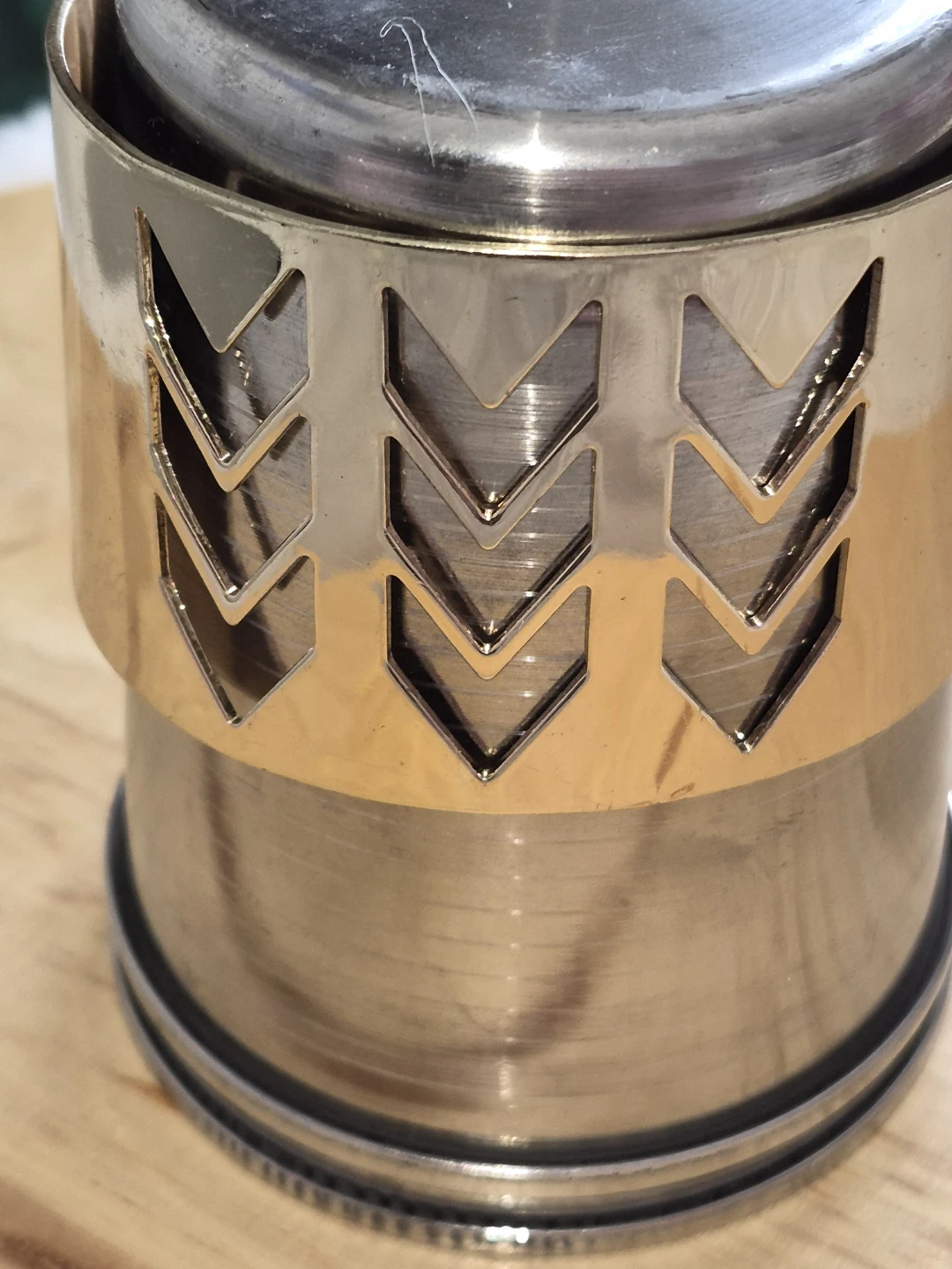 Gold Tone Cuff Bracelet with Chevron Cutouts