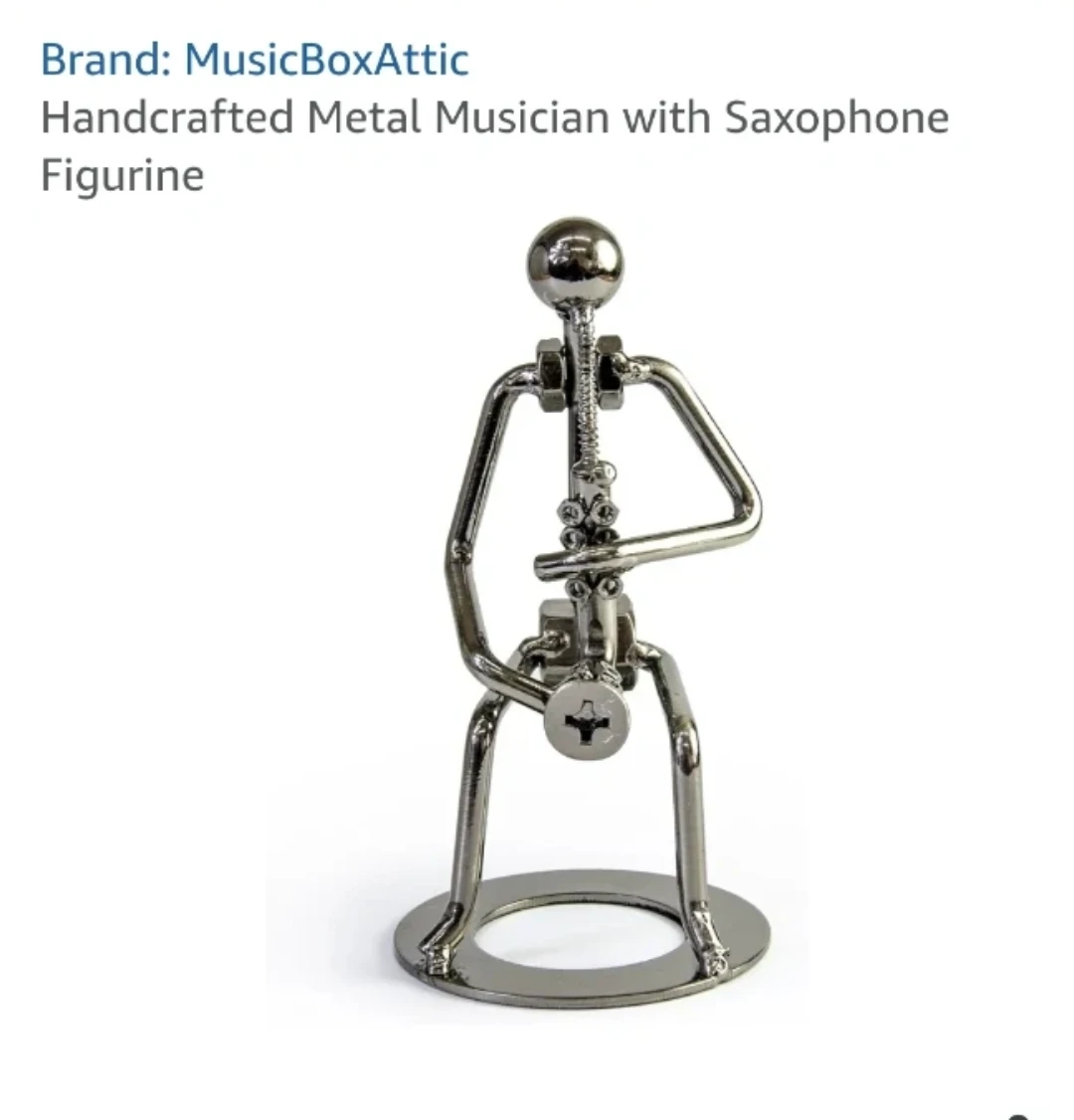 Handcrafted Metal Musician with Saxophone - photo 2