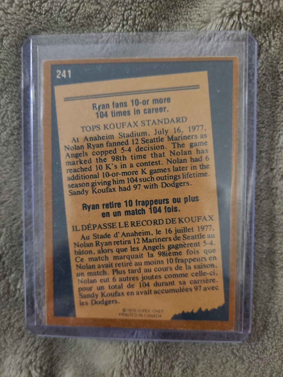 1978 Topps Nolan Ryan Record Breaker Baseball Card - photo 2