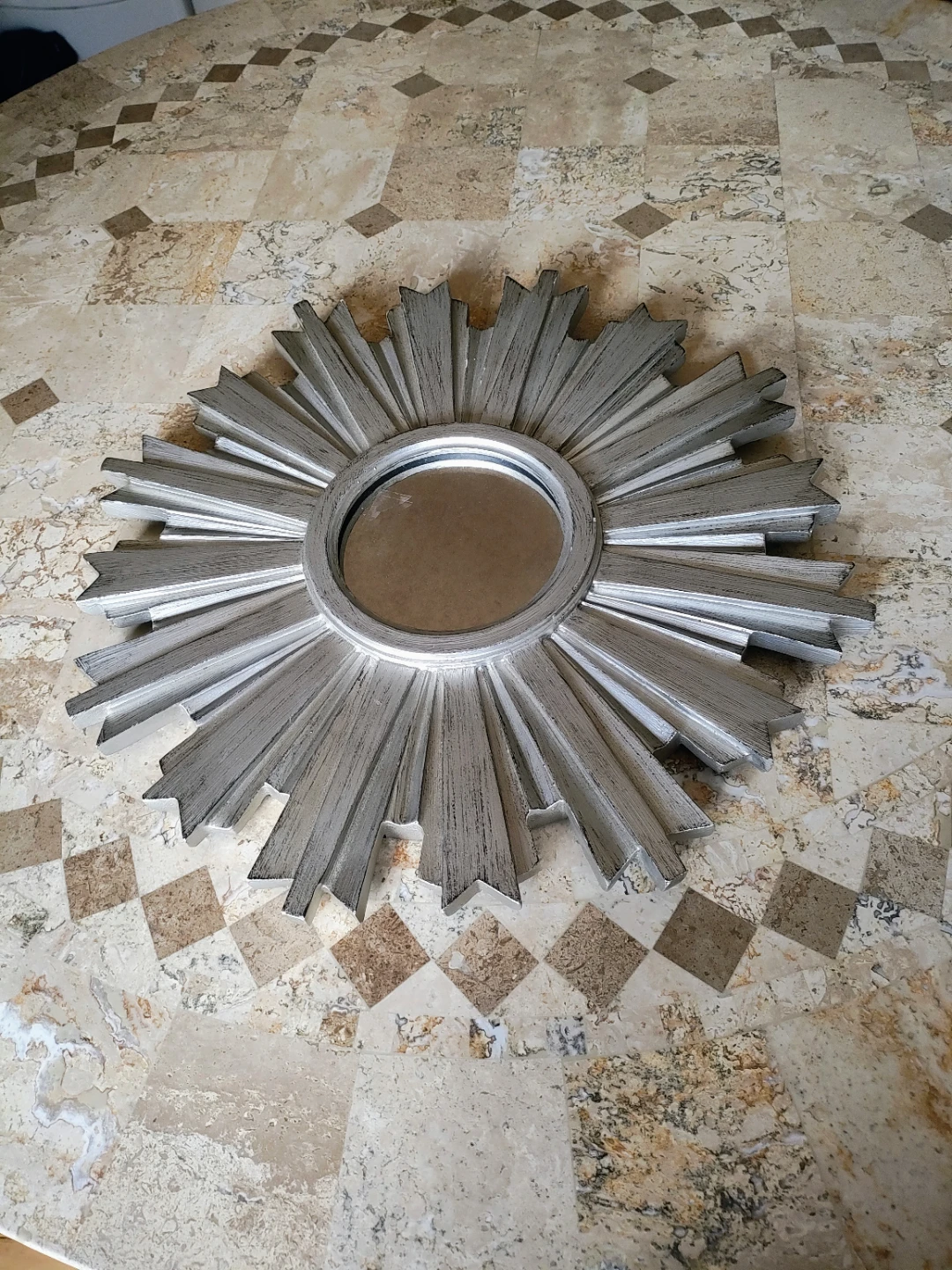 Ethan Allen Silver Starburst Accent Mirror 17"