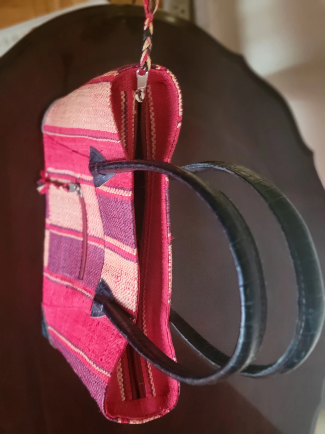 Woven Tote Bag with Leather Handles - photo 4