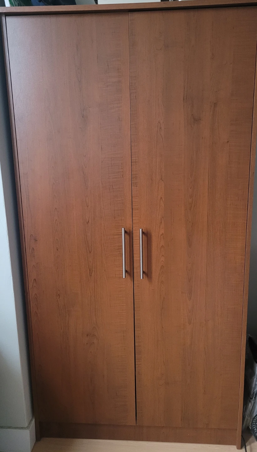 Two-door wood storage cabinet