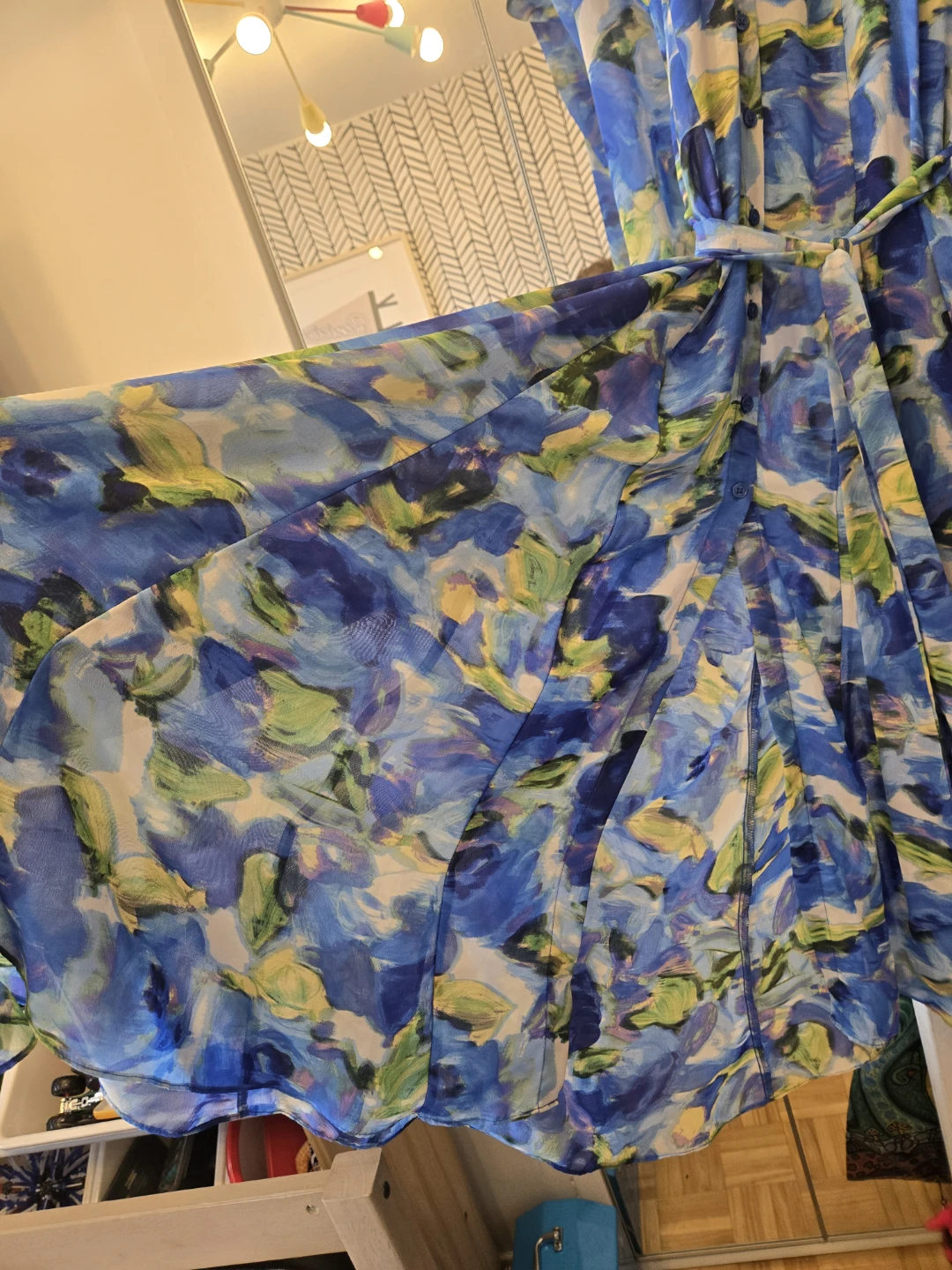 Size 8 - Blue Floral Print Maxi Dress with Belt - photo 3