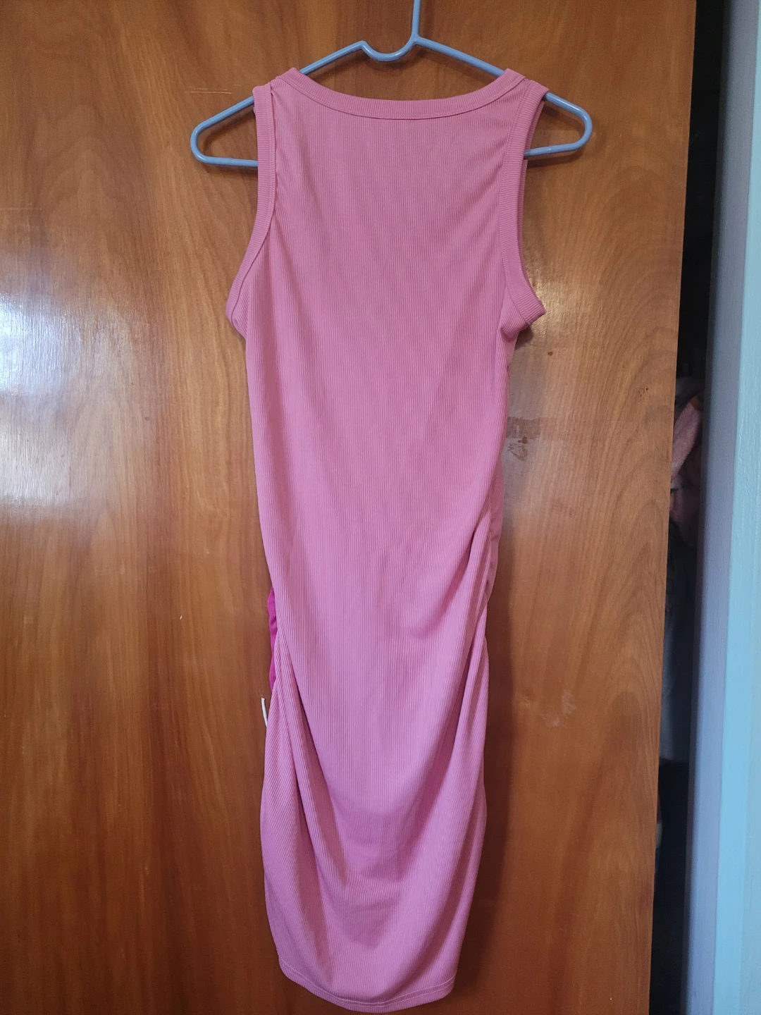 SHEIN Two-Tone Ruched Midi Dress Pink Size EU M - photo 2