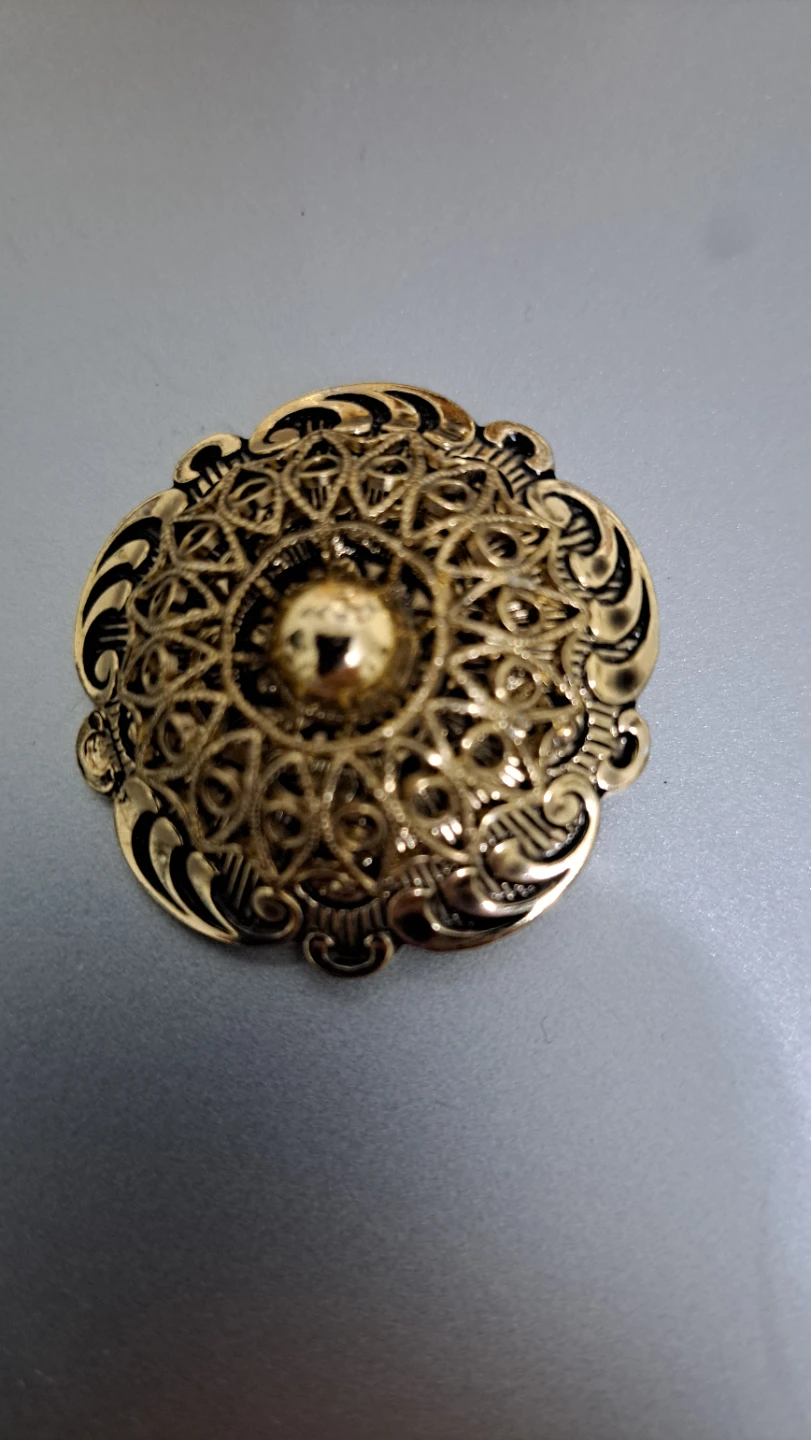 Gold Tone Filigree Brooch with Clasp