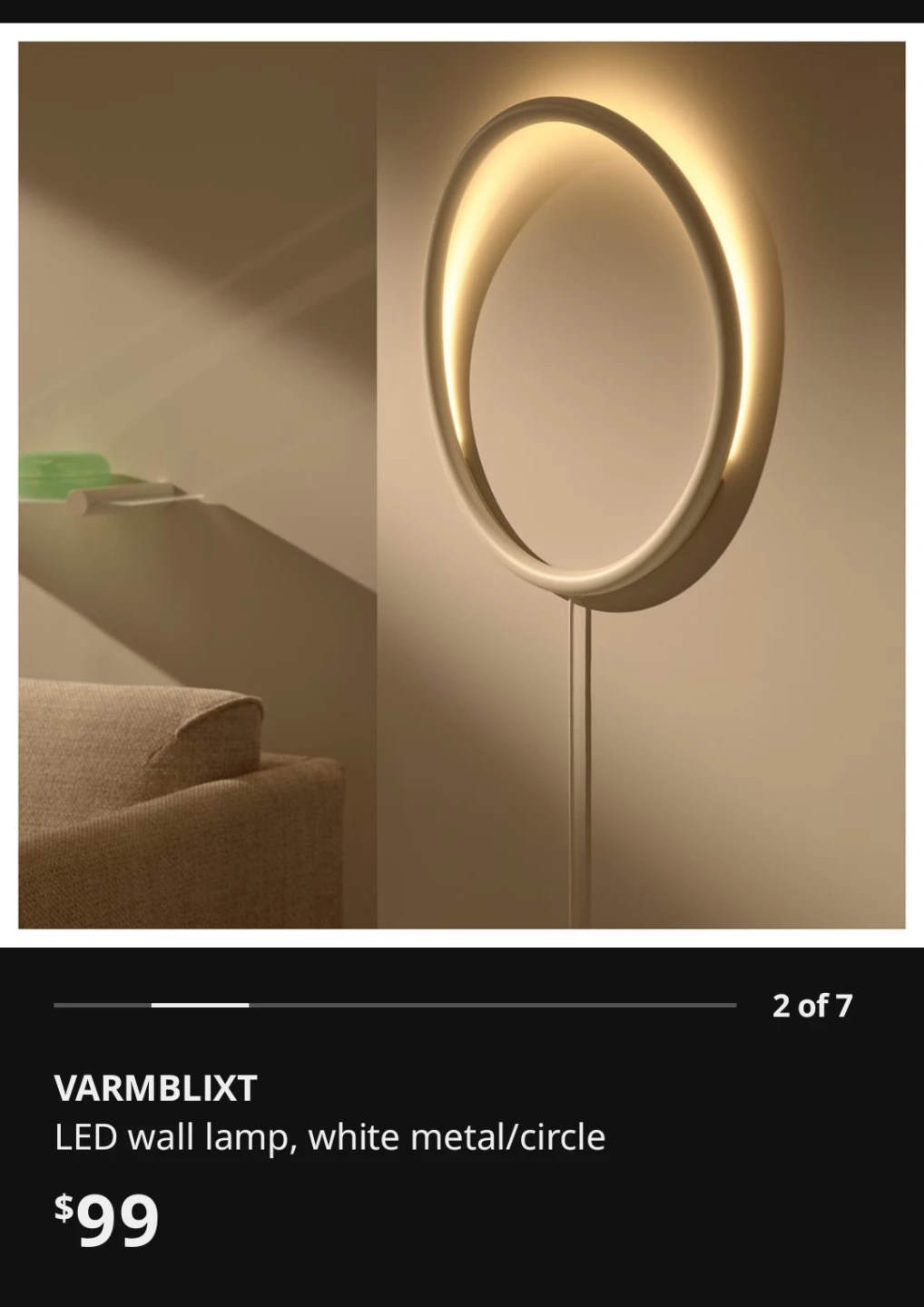 IKEA VARMBLIXT LED Wall Lamp - White