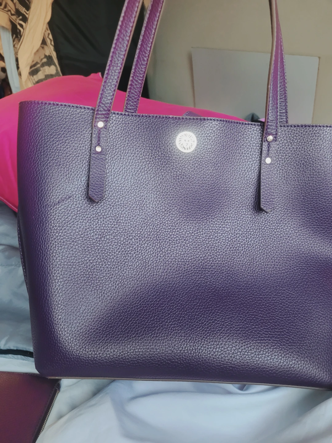 Anne Klein Tote Bag with Pouch - Purple