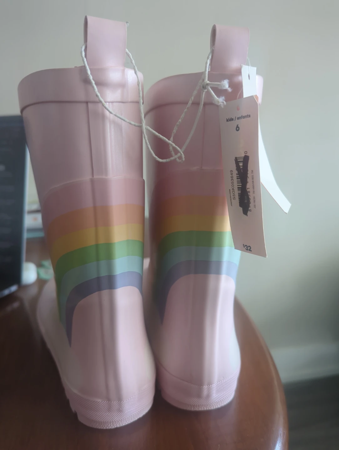 Pink Rainbow Kids' Rain Boots Size 6 - photo 2