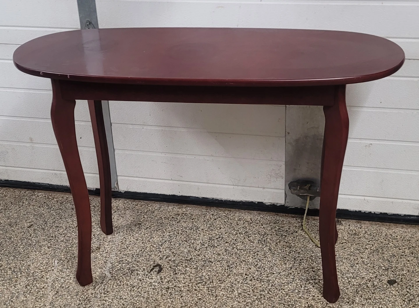Oval Wood Side Table - Dark Red